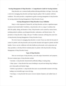 Nursing Management of Sleep Disorders Essay – page 2