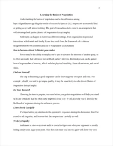Basics of Negotiation EssaySample – page 2