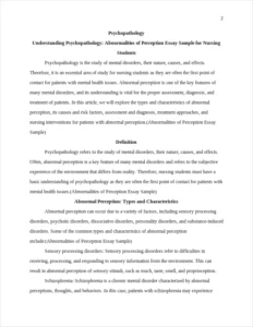 Abnormalities of Perception Essay Sample – page 2