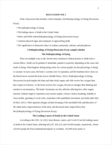 Pathophysiology of Dying Discussion Essay – page 2