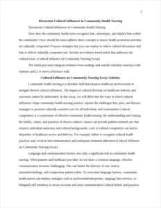 Cultural Influence on Community Nursing Essay – page 2
