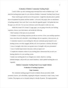 Diabetes Community Teaching Project Essay – page 2