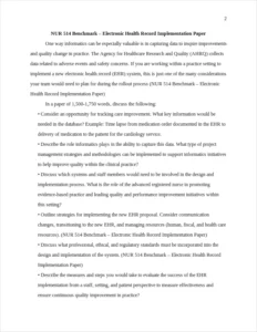 Electronic Health Record Implementation Paper – page 2