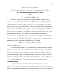 APN Professional Development Plan Essay Example – page 2