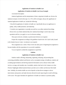 Application of Statistics in Health Care Essay – page 2