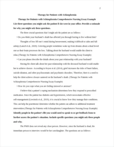 Therapy for Patients with Schizophrenia Comprehensive Nursing Essay Example – page 2