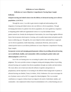 Reflection on Course Objectives Comprehensive Nursing Paper Sample – page 2