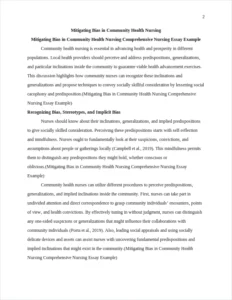 Mitigating Bias in Community Health Nursing Comprehensive Nursing Essay Example – page 2