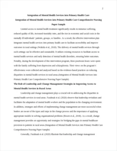 Integration of Mental Health Services into Primary Health Care Comprehensive Nursing Paper Sample – page 2