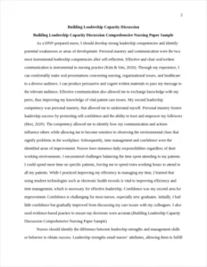Building Leadership Capacity Discussion Comprehensive Nursing Paper Sample – page 2