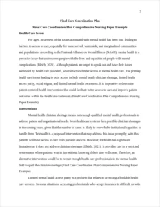 Final Care Coordination Plan Comprehensive Nursing Paper Example – page 2