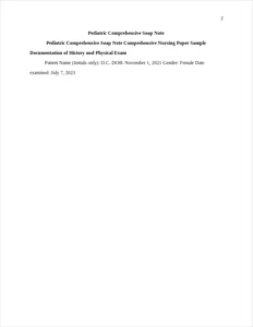 Pediatric Comprehensive Soap Note Comprehensive Nursing Paper Sample – page 2