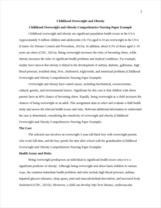 Childhood Overweight and Obesity Comprehensive Nursing Paper Example – page 2