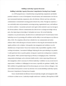 Building Leadership Capacity Discussion Comprehensive Nursing Essay Example – page 2