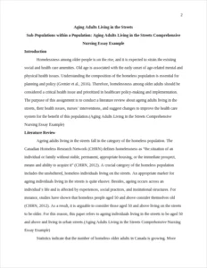 Aging Adults Living in the Streets Comprehensive Nursing Essay Example – page 2