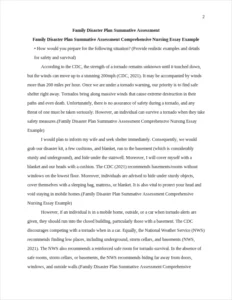Family Disaster Plan Summative Assessment Comprehensive Nursing Essay Example – page 2