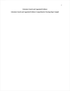 Literature Search and Appraisal Evidence Comprehensive Nursing Paper Sample – page 2