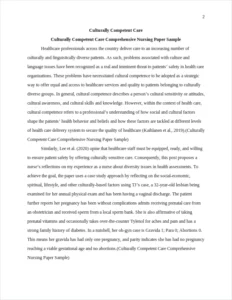 Culturally Competent Care Comprehensive Nursing Paper Sample – page 2