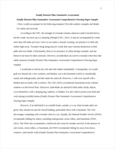 Family Disaster Plan Summative Assessment Comprehensive Nursing Paper Sample – page 2