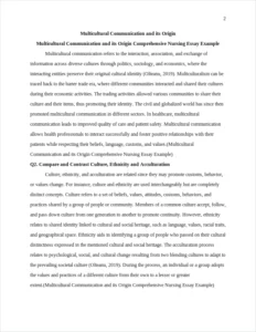 Multicultural Communication and its Origin Comprehensive Nursing Essay Example – page 2