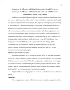 Summary of the Differences and Similarities between the JC and DNV surveys Comprehensive Nursing Essay Example – page 2