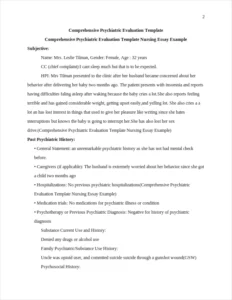 Comprehensive Psychiatric Evaluation Template Nursing Essay Example – page 2