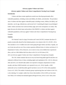 Advocacy against Violence and Abuse Comprehensive Nursing Essay Example – page 2
