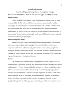 Synopsis and Appraisal Comprehensive Nursing Essay Example – page 2