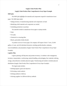 Supply Chain Product Plan Comprehensive Essay Paper Example – page 2