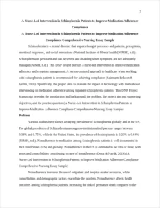 A Nurse-Led Intervention in Schizophrenia Patients to Improve Medication Adherence Compliance Comprehensive Nursing Essay Sample – page 2