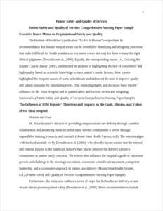 Patient Safety and Quality of Services Comprehensive Nursing Paper Sample – page 2