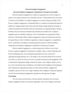 Decreased Employee Engagement Comprehensive Nursing Essay Example – page 2