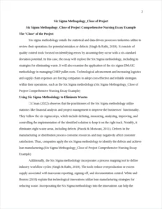 Six Sigma Methogology_Close of Project Comprehensive Nursing Essay Example – page 2