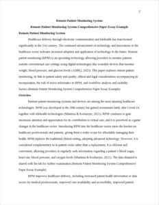 Remote Patient Monitoring System Comprehensive Paper Essay Example – page 2