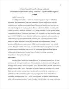 Prevalent Tobacco Product Use Among Adolescents Comprehensive Nursing Essay Example – page 2
