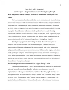 Interview Q and A Assignment Comprehensive Nursing Essay Example – page 2