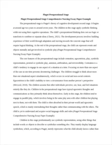 Piaget Preoperational Stage Comprehensive Nursing Essay Paper Example – page 2