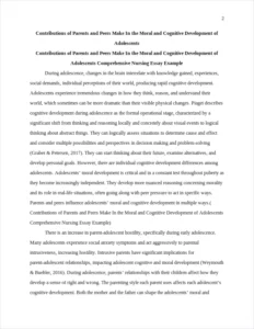 Contributions of Parents and Peers Make In the Moral and Cognitive Development of Adolescents Comprehensive Nursing Essay Example – page 2