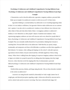 Psychology of Adolescence and Adulthood Comprehensive Nursing Midterm Exam Paper Example – page 2