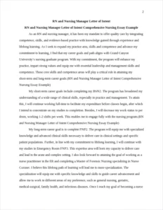 RN and Nursing Manager Letter of Intent Comprehensive Nursing Essay Example – page 2
