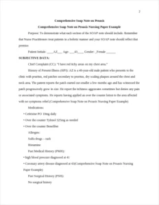 Comprehensive Soap Note on Proasis Nursing Paper Example – page 2