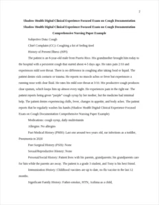 Shadow Health Digital Clinical Experience Focused Exam on Cough Documentation Comprehensive Nursing Paper Example – page 2