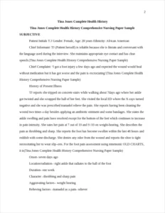 Tina Jones Complete Health History Comprehensive Nursing Paper Sample – page 2