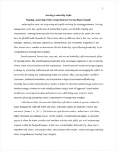 Nursing Leadership Styles Comprehensive Nursing Paper Sample – page 2