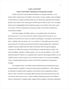 Leader as Role Model Comprehensive Nursing Paper Example – page 2