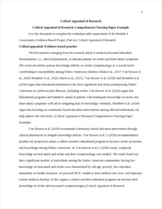 Critical Appraisal of Research Comprehensive Nursing Paper Example – page 2