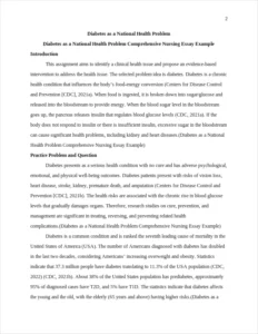 Diabetes as a National Health Problem Comprehensive Nursing Essay Example – page 2