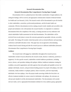 Research Dissemination Plan Comprehensive Nursing Paper Example – page 2