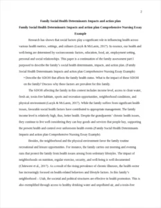 Family Social Health Determinants Impacts and action plan Comprehensive Nursing Essay Example – page 2