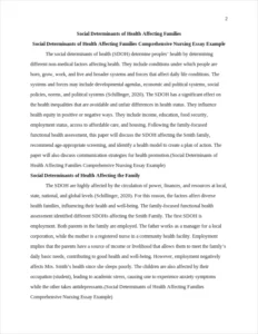 Social Determinants of Health Affecting Families Comprehensive Nursing Essay Example – page 2